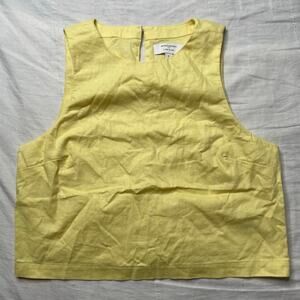 Banana Republic Butter Yellow Cropped Linen Blend Tank Top Size Small Women's